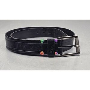 Robert Graham Belt Mens 42' Black Embossed‎ Genuine Leather Buckle Casual